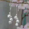 Dangle Earrings Hyacinth Flowers Stamen Long Hook Vintage Silver Color Drop Temperament Women Wedding Party Jewelry