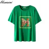 Mulheres Plus Size Camiseta Oversized Camiseta Mulheres Camiseta de Algodão Femme Preto Verde Manga Curta Plus Size 5XL 4XL Casual Solto Animal Print Camisetas 230912