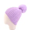 Autumn Winter Kids Cable Knit Beanie Baby Hat Solid Color Girls Boys Cap Warm Knitted Kids Cute Pompom Children Elastic Caps