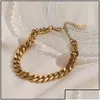 Anklets 18K Gold Titanium Steel Tarnish Hypoallergenic M 6Mm 8Mm Cuban Link Chain For Women Summer Beach Foot Bracelet Jewelry Drop De Dh0Wq