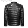 Men's Fur Faux Fur Men's Down Parkas 2021 NEW PU PADDING JACKET FOR MEN Leather Jacket Casual Slim Bomber Men Warm Parka Mens Winter s G220930 L230913