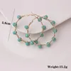 Hoopörhängen Lake Blue Beads String Big Circle Ear för kvinnor Twined Böhmen Trendiga handflätade ornament eleganta