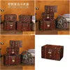 Förvaringslådor BINS Big Vintage Metal Wood Box med Lock Suitcase Jewelry For Gift Craft Organizer Desket Decorations Packaging Drop de Dhqhn