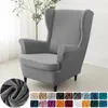 Stol täcker sammet stretch wingback wing fåtölj täckning med säte kudde elastisk soffa slipcovers pokrowce na fotele