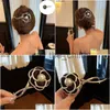 Hårklämmor Barrettes Hårklipp Barrettes Elegant Camellias Claw Clip for Women Bun Hairpin Headwear Metal Banana Twist Girl Tiara Drop Delivery Smycken OTHIX X0913