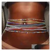 سلاسل البطن بوهو على طراز Boho سلسلة الخصر سلسلة مرنة Colorf Bikini Bikini Summer Beach المجوهرات للنساء الفتيات بالجملة انخفاض DEBP7 DHBP7