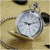 Pocket Watches Arrival Sier Smooth Quartz Watch Fob Chain Gift Men Women Fashion Steampunk Roman Numerals Reloj De Bolsillo Drop Deli Otbcg