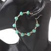 Hoop Earrings Lake Blue Beads string Big Circle Ear للنساء توبيخ بوهيميا العصرية الحلي المحفوفة باليد أنيقة