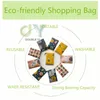 Foldable Shopping Reusable Travel Grocery Eco-friendly Cartoon Cat Dog Cactus Lemon Printing Tote Bag