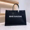 Rive Gauche Womens Trend Luxurys Designer Tote Barge Bag Bag Embroidery 3D Hands Handbag Top Linen Shopping Beach Pags Travel Crossbody Sa G2VX#