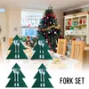 Dinnerware Sets 4Pcs Christmas Tree Cutlery Holders Carved Red Green Xmas Shape Hold Forks Knives For Table Party Supplies