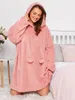 Robe à capuche pour femmes, grande taille, décontractée, automne hiver, Teddy, manches longues, poche avant, vêtements amples, 6XL 7XL