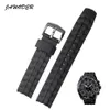 JAWODER Watchband 28mm Black Silicone Rubber Watch Band Stainless Steel Clasp Strap Replace Electronic for Casio EF-550 Sports Wat326e