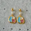 Boucles d'oreilles créoles pour femme, Art de Niche coréen, émail coloré, Palette de peinture à l'huile, tempérament personnalisé, aiguille en argent 925