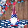 Dekoracje świąteczne statek 50pcs krasnoludek patriotyczny gnome z okazji amerykańskiej niepodległości Dnia Dnia 4th of Jy Handphade Plush Dolls Orna Dh2jk