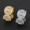 Fashion Luxury Girl Unique Lady's Pig Nose Cuban Chain Shape Nugget Ring Design With CZ Zircon Hip Hop Bling Jewelry For Lovers Engagement Gold Silver PVD Plating