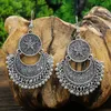 Mode indien bijoux bohème ethnique cloche pendentif gland boucles d'oreilles pour femmes fleur sculpté Vintage oreille accessoires