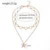 S3759 bijoux de mode femmes or amour papillon pendentif collier Double couche dame colliers ras du cou