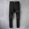Herr jeans mode2023 design märke ami jeans kläddesigner byxor off road panther blac mens smala denim rak cyklist hål hip hop x0914