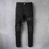 メンズジーンズFashion2023デザインブランドAmi Jeans Designer Pants Off Road Panther Blac Mens Slim DenimストレートバイカーホールヒップホップX0914