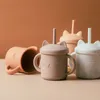 Biberon # Tazze in silicone Apprendimento Bere latte Tazza di paglia Per uso alimentare Bambini Antiscivolo con manico Biberon 230914