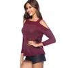 Women's Sweaters Lady Sexy Knitted Sweater Long Sleeve Knit Wear Collared Shoulder Shirt Seven-part Spring B-9258