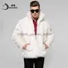 Men's Fur Faux Fur Men039s Jackets BHUNATI Mens Fur Coat White Stand Collar Long Sleeve Winter Men Faux Solid Loose Jacket Casual2110193L230914