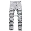 Herrenjeans Hellgrau Slim Fit Zerrissene Herrenjeans Mode Street Style Denim Hosen Frühling Herbst Streetwear Männlich Desiger Gewaschene Hose243K x0914