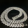 Naszyjnik Moissanite Niestandardowa biżuteria Hip Hop VVS1 Moissanite lodowany z łańcucha kubańskiego 925 Srebrny 15 mm 14 mm 12 mm diament