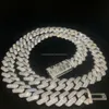 Anpassade hiphop -smycken VVS1 Iced Out Cuban Chain 925 Silver 15mm 14mm 12mm Diamond Cuban Chain