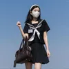 Vestidos de trabalho estilo japonês, uniformes escolares de estudante, traje marinho, feminino, sexy, preto, jk, blusa de marinheiro, conjunto de saia plissada