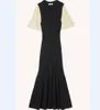 Early Autumn New sandro Elegant Slim Fit Needle Knitted Dress V-Neck Ruffle Edge Slim Fit Knitted Long Dress