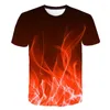 Heren T-shirts 3D Printing Heren T-shirt Groene Vlam Cool Heren Shirt O Kraag Casual Paar Straat Tee Tops