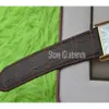 Super Thin Series Top Fashion Quartz Watch Men Women Gold Brun Leather Strap Wristwatch Classic Rectangle Design Dress Clock315s