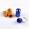 Storage Bottles Jars Travel Aluminum Alloy Waterproof Pill Box Case Keyring Key Chain Medicine Organizer Bottle Holder Container K Dh4X7