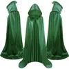 Cape d'Halloween pour adultes Cape en satin Chapeau à cravate debout Cape noire de la mort noire Châle à l'ourlet 59 pouces Vente en gros