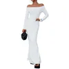 Casual Dresses Women Long Sleeve Elegent Slim Dress Solid Color Off-Shoulder Party Mermaid For Beach Cocktail