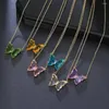 Necklace Earrings Set JMK Laser Butterfly Bracelet Ring For Women Multi Color Animal Pendant Chain Boho Jewelry Gift Drop