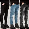 Модная уличная одежда, мужские байкерские джинсы Homme, мужские мотоциклетные облегающие черные мото, джинсовые брюки высокого качества, бегуны, узкие мужские джинсы2858