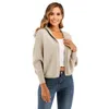 Tricots pour femmes 2023 Printemps Sweats à capuche élégants Pull noir Blanc Pulls recadrés pour femmes Cardigan tricoté Causal Vêtements d'extérieur Lâche Gilet Mujer