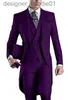 Men's Suits Blazers New Arrival Black/White/Grey/Light Grey/Purple/Burgundy/Blue Tailcoat Groomsmen Men Wedding Party Suits (Jacket+Pants+Vest+Tie) NO 2169 L230914