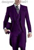 Abiti da uomo Blazer Nuovo arrivo Nero/Bianco/Grigio/Grigio chiaro/Viola/Borgogna/Blu Frac Groomsmen Uomo Abiti da festa di nozze (giacca + pantaloni + gilet + cravatta) NO 2169 L230914