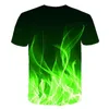 Heren T-shirts 3D Printing Heren T-shirt Groene Vlam Cool Heren Shirt O Kraag Casual Paar Straat Tee Tops