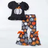 Abiti coordinati per la famiglia Girlymax Halloween Autunno Autunno Fratello Neonata Pantaloni eleganti Set Ruffles Pagliaccetto Zucca Pois Abbigliamento per bambini 230914