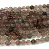 Lösa ädelstenar Veemake Red Rutile Needle Hair Quartz Crystal Round Pärlor för smycken som gör naturliga DIY -halsbandsarmband