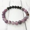 MG0503 Nouveau Design lépidolite noir Onyx poignet Mala Bracelet mode femmes Yoga Bracelet coeur Chakra soulagement du Stress bijoux 203I