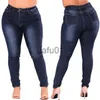 Dżinsy dżinsy chude dżinsy legginsy kobiety wysokie talii spodnie kobietom swobodny ołówek duży podwórko szczupły dżinsy ciemnoniebieskie spodnie x0914