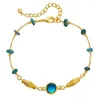 Strand ccgood irregular luz azul pedra pulseira para mulher banhado a ouro 18 k pulseiras de alta qualidade jóias minimalistas pulseras mujer