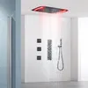 710*430 MM plafond dissimulé monté cascade pluie brouillard colonne d'eau LED ensemble de douche thermostatique mat noir douche