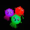 Led Glowing Finger puffer ball Hot Rubber Octopus Bouncy ball Soft TPR squeeze release pressure kids Toy Flashing Finger Toys for halloween Christmas favor gift